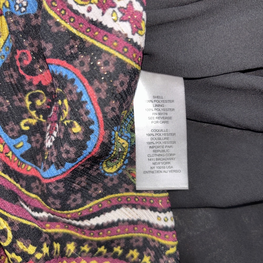 T Tahari Women's Dress Women's 10 Peacock Paisley Button Tiered Cottage Boho New - Picture 16 of 16